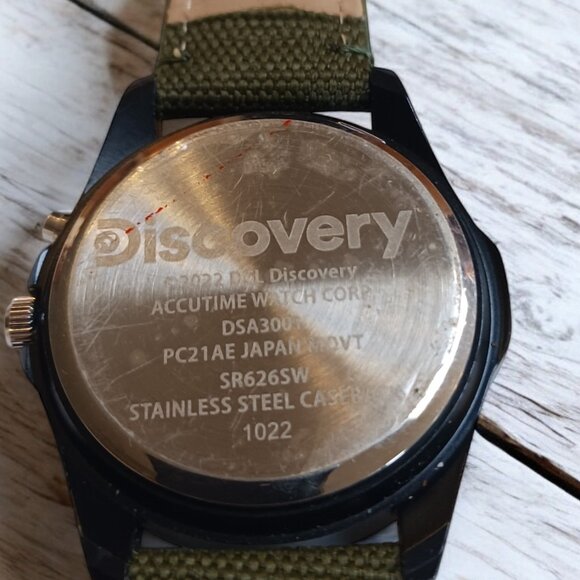 2022 Discovery Channel Promotional Quartz Crystal Watch, Khaki Army Green Strap - Picture 6 of 9